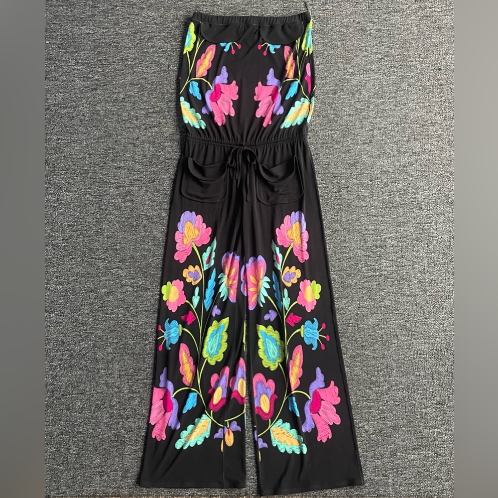 Eva Varro Black and Pink Floral One Piece Dress